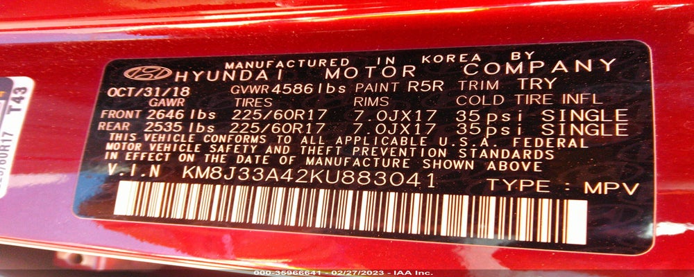 KM8J33A42KU883041 2019 HYUNDAI TUCSON photo no. 9