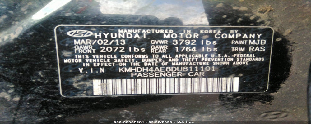 KMHDH4AE8DU811101 2013 HYUNDAI ELANTRA photo no. 9