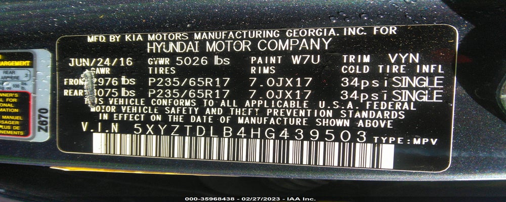 5XYZTDLB4HG439503 2017 HYUNDAI SANTA FE SPORT photo no. 9