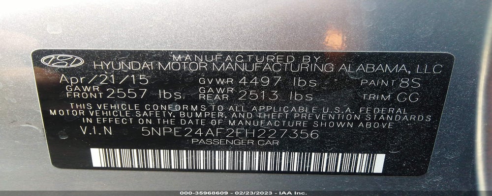 5NPE24AF2FH227356 2015 HYUNDAI SONATA photo no. 9