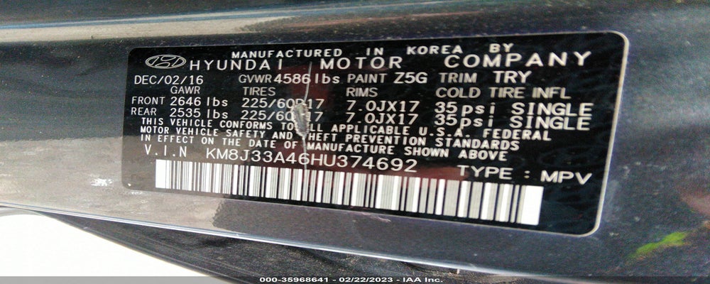 KM8J33A46HU374692 2017 HYUNDAI TUCSON photo no. 9
