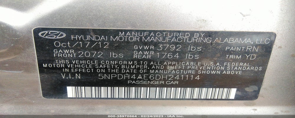 5NPDH4AE6DH241114 2013 HYUNDAI ELANTRA photo no. 9