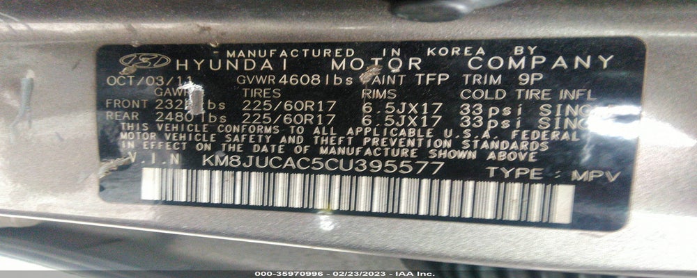 KM8JUCAC5CU395577 2012 HYUNDAI TUCSON photo no. 9