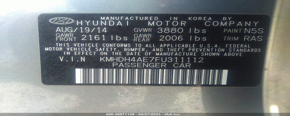 KMHDH4AE7FU311112 2015 HYUNDAI ELANTRA photo no. 9