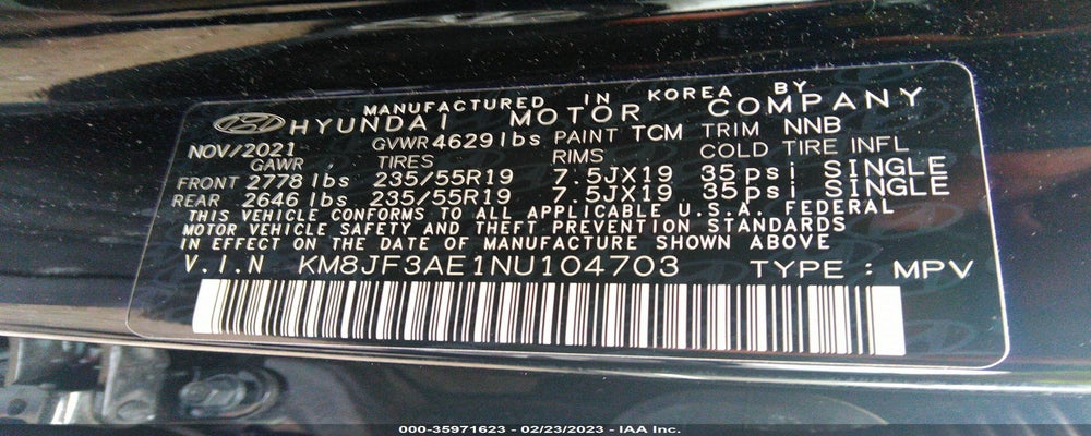 KM8JF3AE1NU104703 2022 HYUNDAI TUCSON photo no. 9