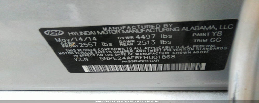 5NPE24AF6FH001868 2015 HYUNDAI SONATA photo no. 9