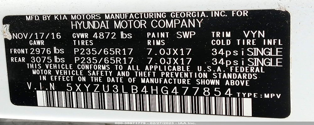 5XYZU3LB4HG477854 2017 HYUNDAI SANTA FE SPORT photo no. 9