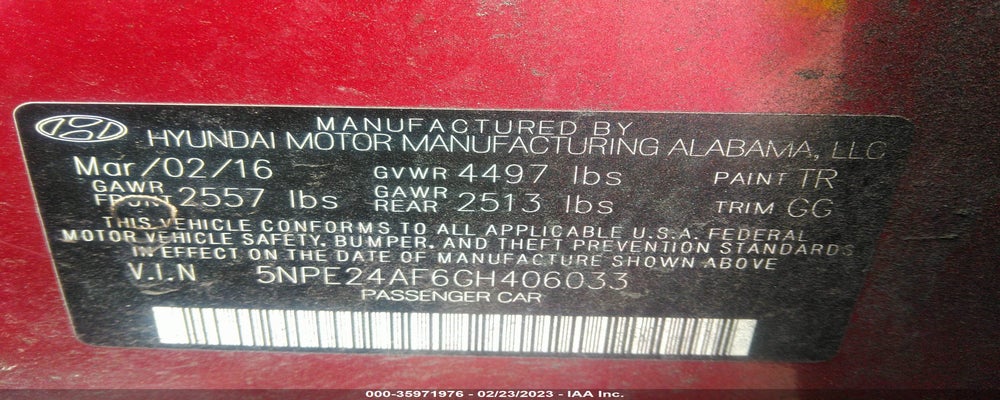 5NPE24AF6GH406033 2016 HYUNDAI SONATA photo no. 9