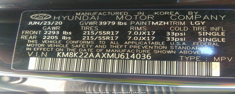 KM8K22AAXMU614036 2021 HYUNDAI KONA photo no. 9