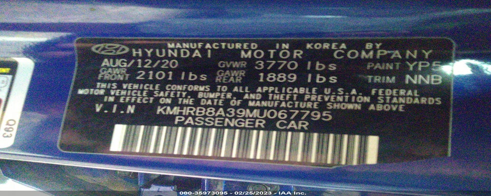 KMHRB8A39MU067795 2021 HYUNDAI VENUE photo no. 9
