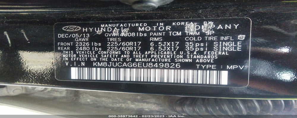 KM8JUCAG6EU849826 2014 HYUNDAI TUCSON photo no. 9