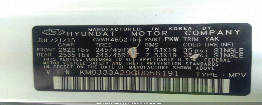 KM8J33A29GU056191 2016 HYUNDAI TUCSON photo no. 9