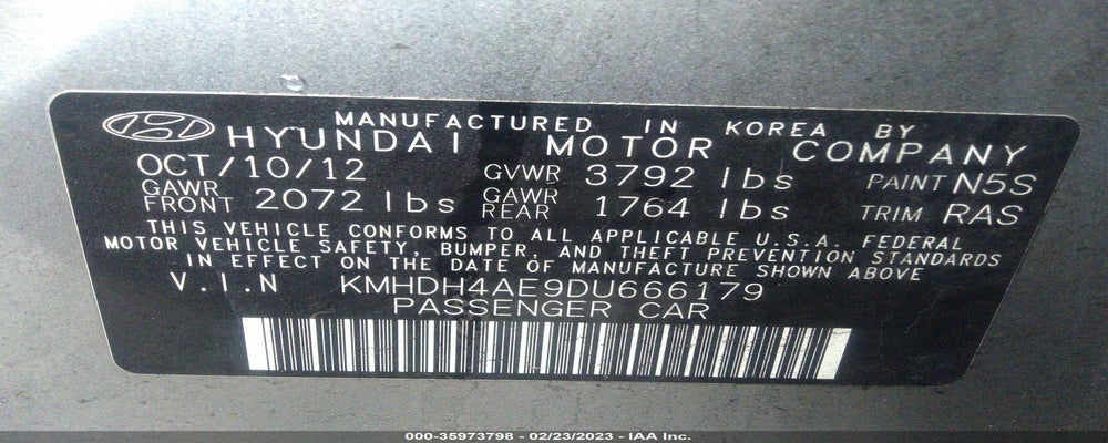 KMHDH4AE9DU666179 2013 HYUNDAI ELANTRA photo no. 9