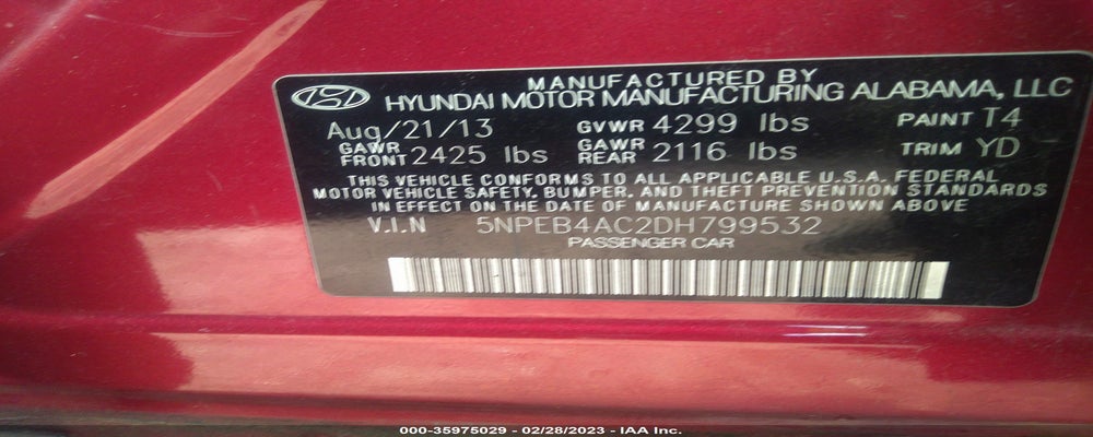 5NPEB4AC2DH799532 2013 HYUNDAI SONATA photo no. 9