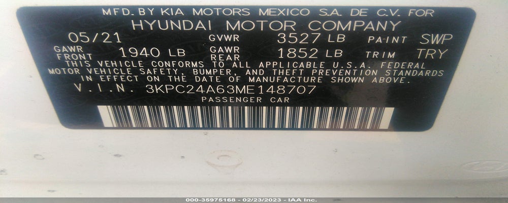 3KPC24A63ME148707 2021 HYUNDAI ACCENT photo no. 9