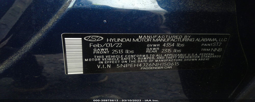 5NPEH4J26NH150615 2022 HYUNDAI SONATA photo no. 9