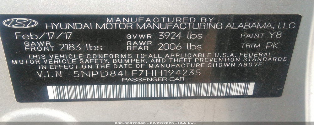 5NPD84LF7HH194235 2017 HYUNDAI ELANTRA photo no. 9