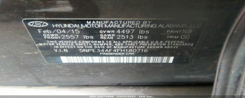 5NPE34AF4FH180716 2015 HYUNDAI SONATA photo no. 9