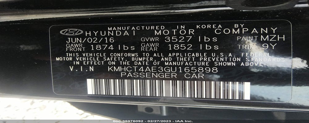 KMHCT4AE3GU165898 2016 HYUNDAI ACCENT photo no. 9