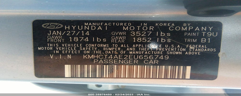 KMHCT4AE2EU656749 2014 HYUNDAI ACCENT photo no. 9