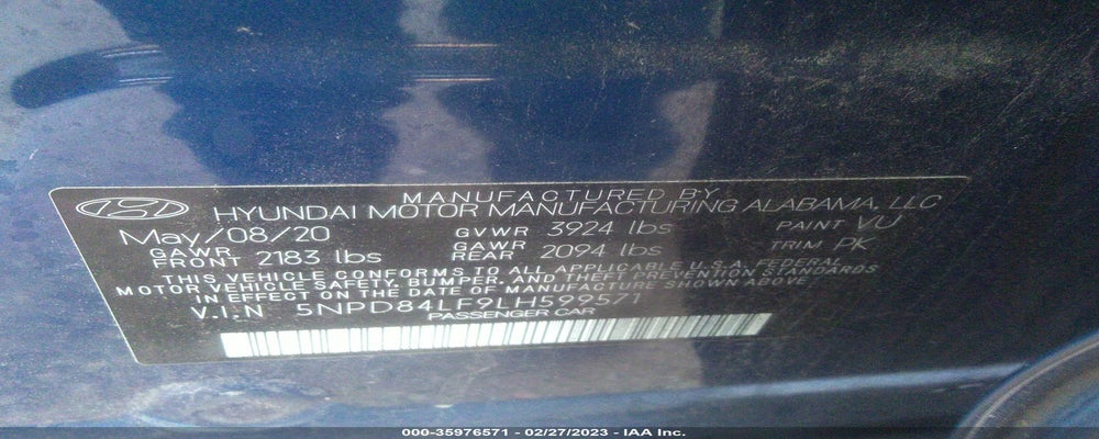 5NPD84LF9LH599571 2020 HYUNDAI ELANTRA photo no. 9