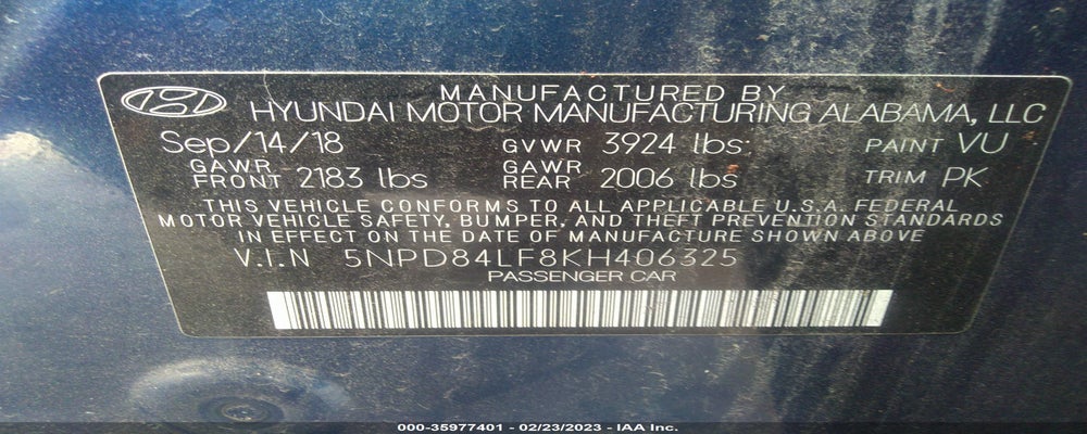 5NPD84LF8KH406325 2019 HYUNDAI ELANTRA photo no. 9