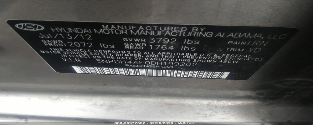 5NPDH4AE0DH199202 2013 HYUNDAI ELANTRA photo no. 9