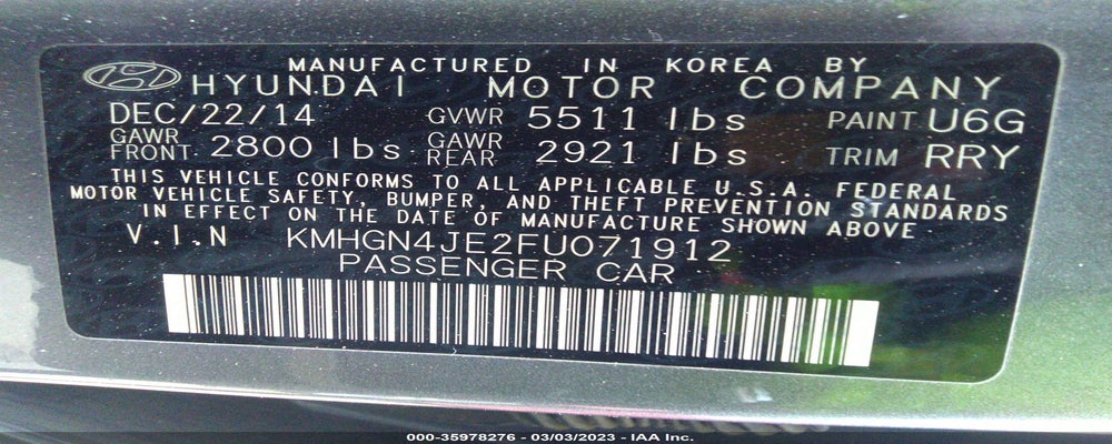 KMHGN4JE2FU071912 2015 HYUNDAI GENESIS photo no. 9
