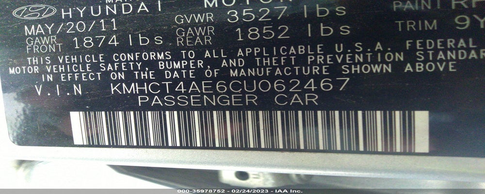 KMHCT4AE6CU062467 2012 HYUNDAI ACCENT photo no. 9