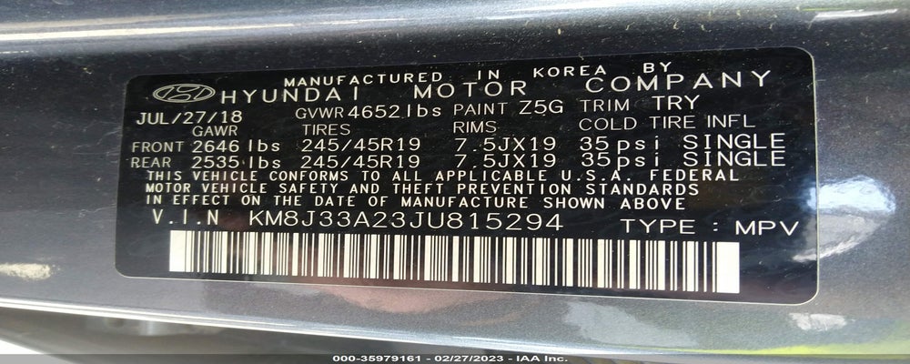KM8J33A23JU815294 2018 HYUNDAI TUCSON photo no. 9