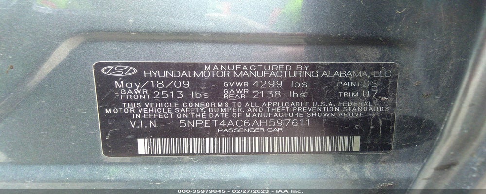 5NPET4AC6AH597611 2010 HYUNDAI SONATA photo no. 9