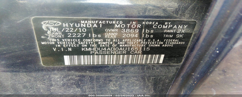 KMHDU4AD0AU165115 2010 HYUNDAI ELANTRA photo no. 9