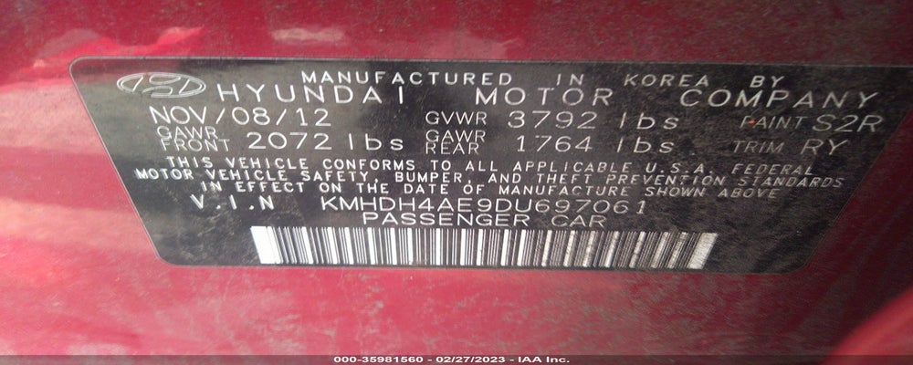 KMHDH4AE9DU697061 2013 HYUNDAI ELANTRA photo no. 9