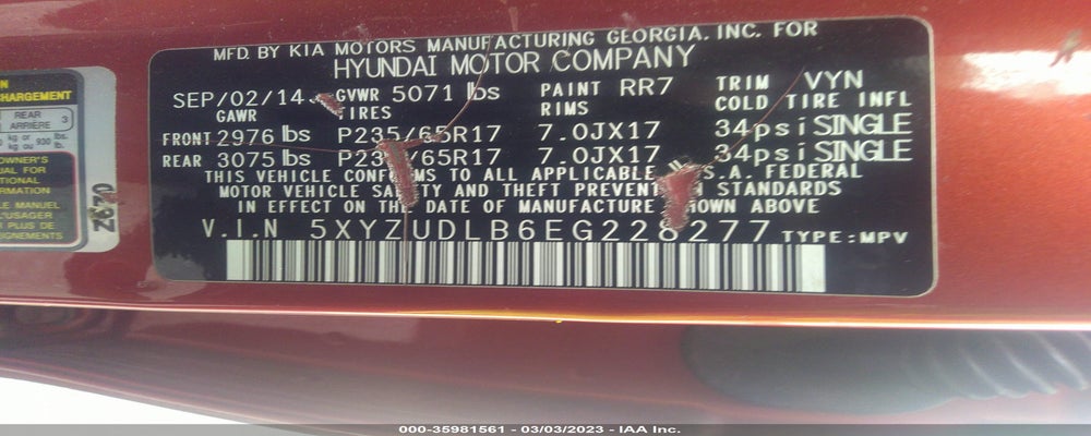 5XYZUDLB6EG228277 2014 HYUNDAI SANTA FE SPORT photo no. 9