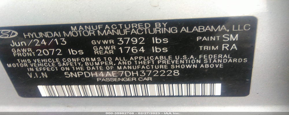 5NPDH4AE7DH372228 2013 HYUNDAI ELANTRA photo no. 9