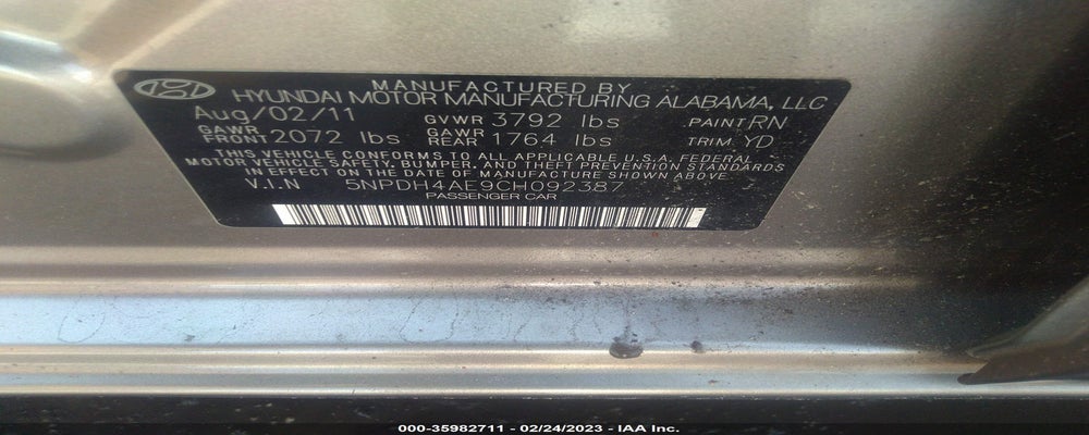 5NPDH4AE9CH092387 2012 HYUNDAI ELANTRA photo no. 9