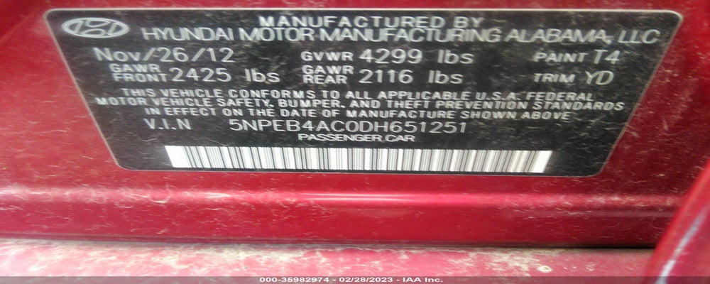 5NPEB4AC0DH651251 2013 HYUNDAI SONATA photo no. 9