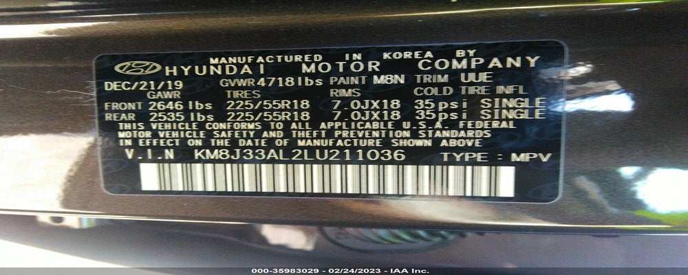 KM8J33AL2LU211036 2020 HYUNDAI TUCSON photo no. 9