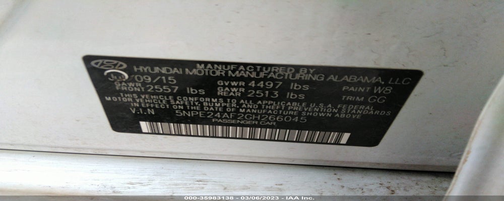 5NPE24AF2GH266045 2016 HYUNDAI SONATA photo no. 9