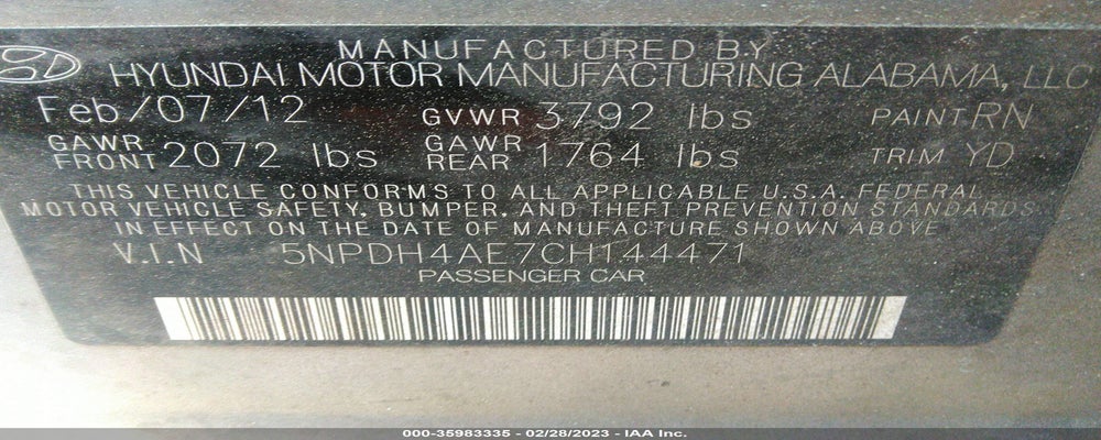 5NPDH4AE7CH144471 2012 HYUNDAI ELANTRA photo no. 9