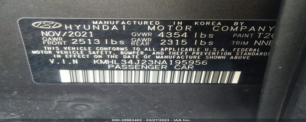 KMHL34J23NA195956 2022 HYUNDAI SONATA photo no. 9