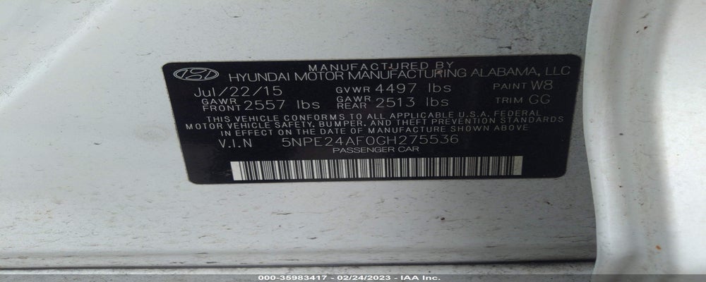 5NPE24AF0GH275536 2016 HYUNDAI SONATA photo no. 9