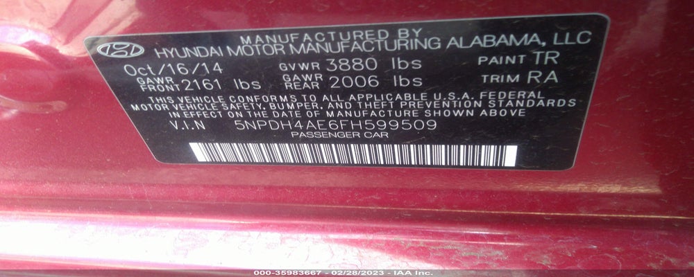 5NPDH4AE6FH599509 2015 HYUNDAI ELANTRA photo no. 9