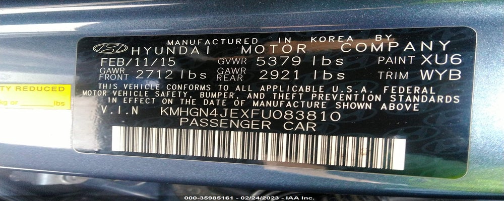KMHGN4JEXFU083810 2015 HYUNDAI GENESIS photo no. 9