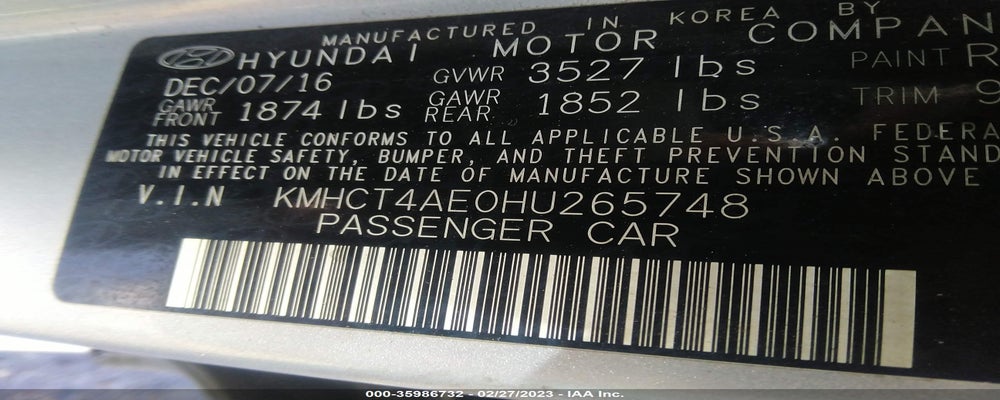 KMHCT4AE0HU265748 2017 HYUNDAI ACCENT photo no. 9