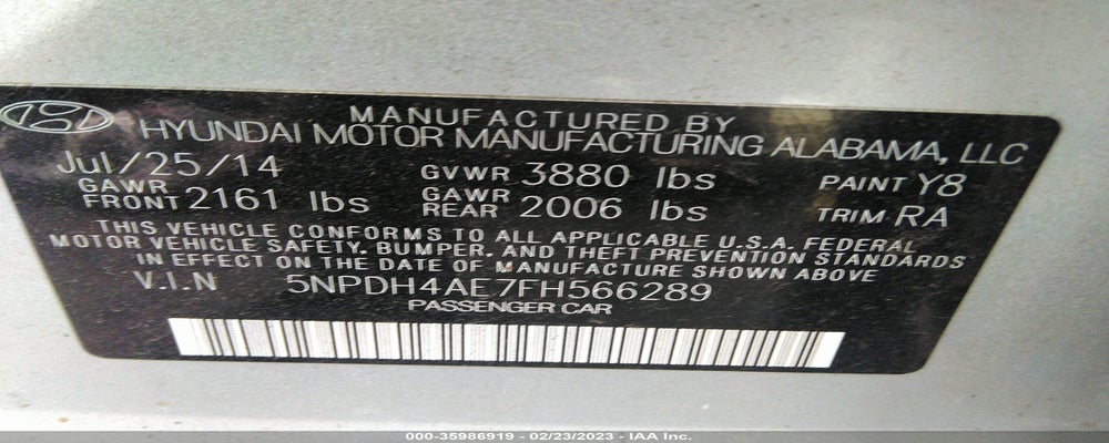 5NPDH4AE7FH566289 2015 HYUNDAI ELANTRA photo no. 9