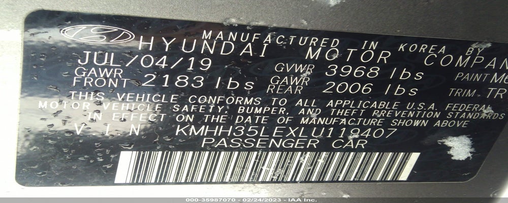 KMHH35LEXLU119407 2020 HYUNDAI ELANTRA GT photo no. 9