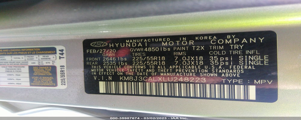 KM8J3CALXLU248223 2020 HYUNDAI TUCSON photo no. 9