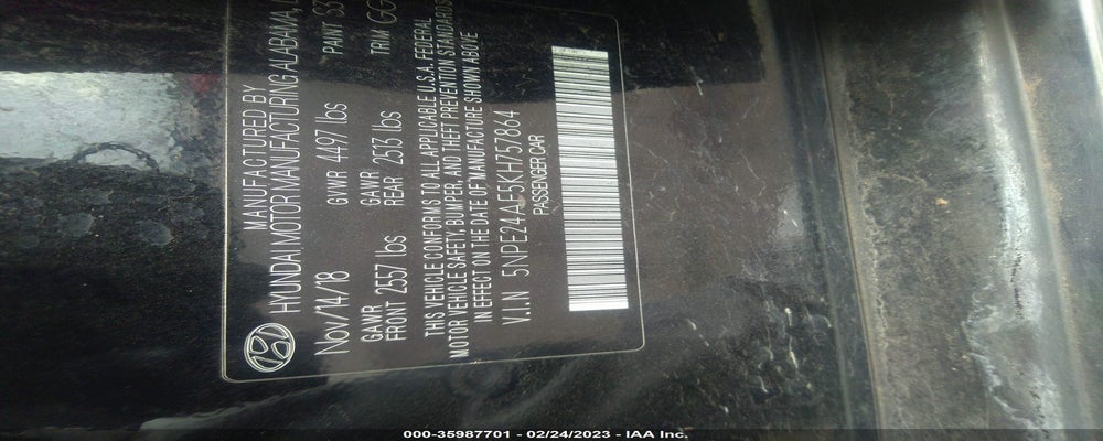 5NPE24AF5KH757864 2019 HYUNDAI SONATA photo no. 9