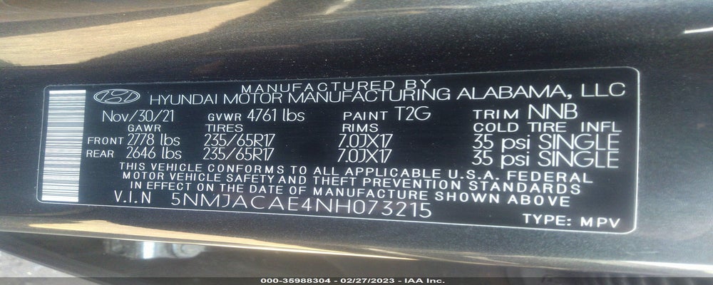 5NMJACAE4NH073215 2022 HYUNDAI TUCSON photo no. 9